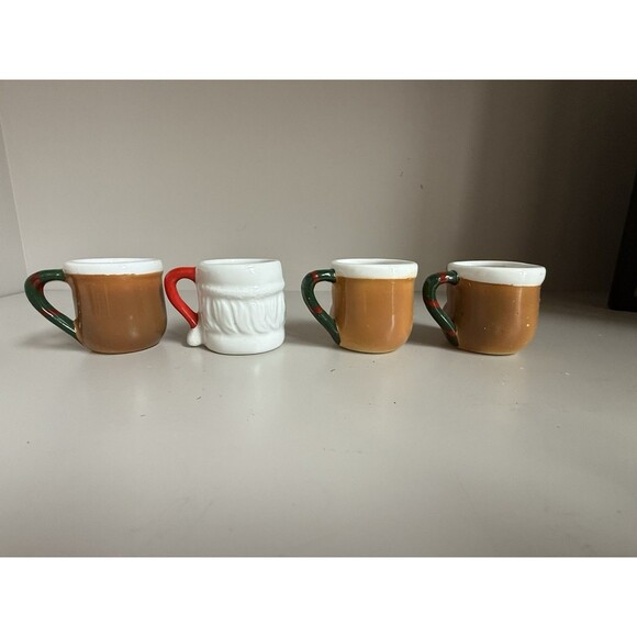 Mini Santa Face And Reindeer Christmas Mugs Vintage - Picture 4 of 6
